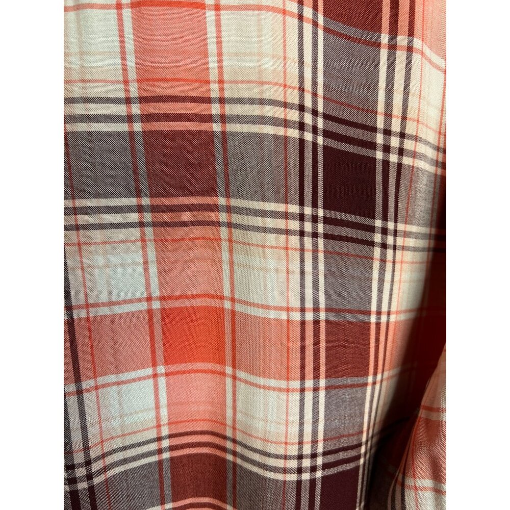 Ava & Viv Women's Plaid Button-Down Shirt Size 1X Long Sleeve Red-White-Brown - Picture 7 of 10